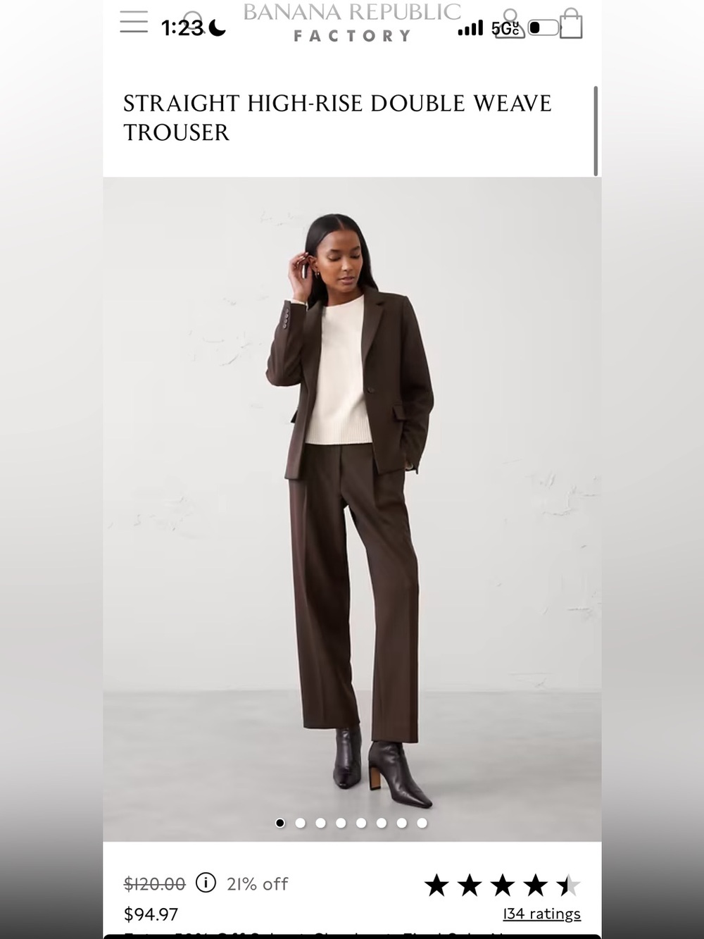 Banana Republic Factory Straight High-Rise Trouser in Dark Brown